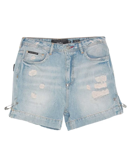 Женские джинсовые шорты Philipp Plein Papermag, синие