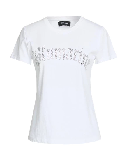 Женская футболка Blumarine Jadr с кристаллами, белая