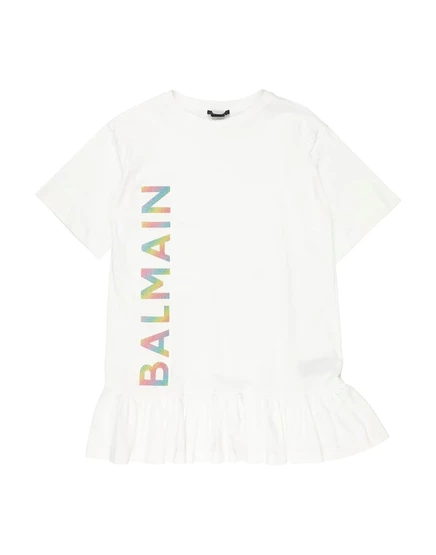 Платье для девочек Balmain Junior с пайетками, белое