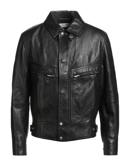 Мужская байкерская куртка Saint Laurent, кожа, чёрная