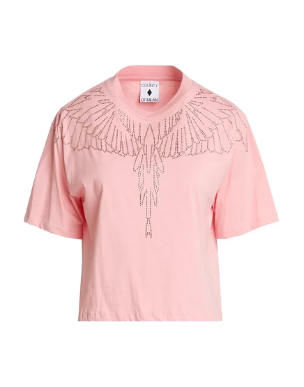 Женская футболка Marcelo Burlon с кристаллами, розовая