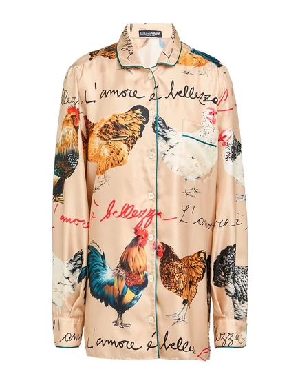 Женская шелковая рубашка Dolce & Gabbana, бежевая