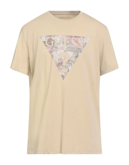 Мужская футболка Guess с логотипом, бежевая