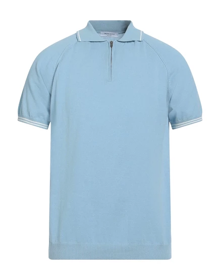 Мужское поло wool & co lorenz sp, небесно-голубое