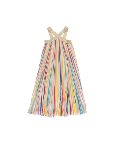Платье для девочек Fendi Superweek Junior из ламе, бежевое