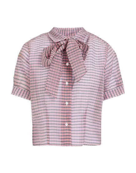 Женская рубашка Thom Browne из органзы с бантом, красная