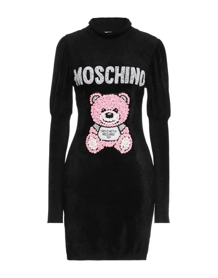 Женское мини-платье Moschino PAPERMAG из синели, черное