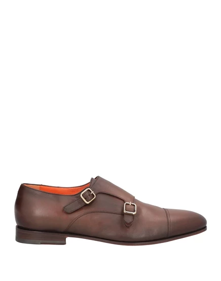 Мужские монки Santoni Lorenz_SP кожаные, коричневые