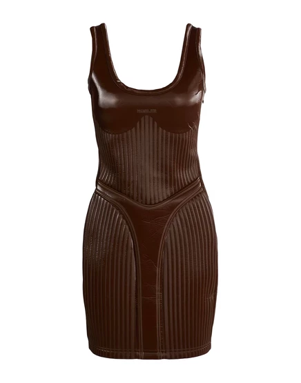 Женское мини-платье Mugler из неопрена, шоколадное