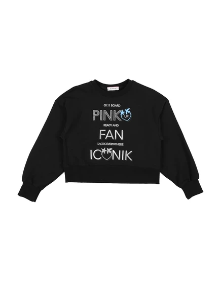 Женский свитшот PINKO UP с принтом и кристаллами, черный