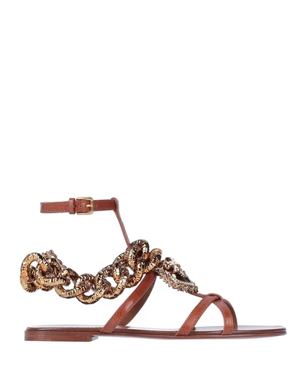 Женские сандалии Dolce & Gabbana лакированные, коричневые