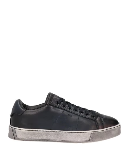 Мужские кеды Santoni Lorenz_SP кожаные, черные