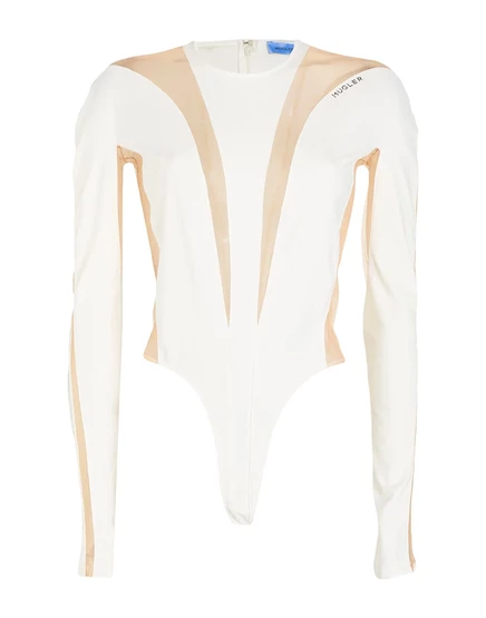 Женское боди Mugler из эластичного трикотажа, белое