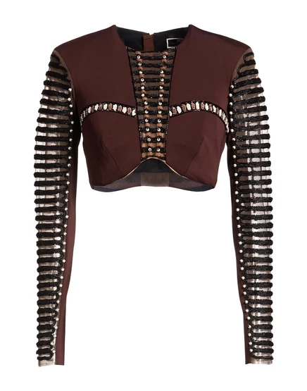 Женский укороченный топ Elisabetta Franchi, шоколадный