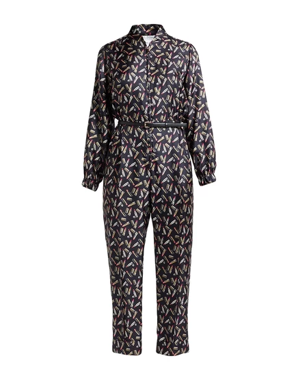 Женский комбинезон Max Mara атласный с поясом, чёрный