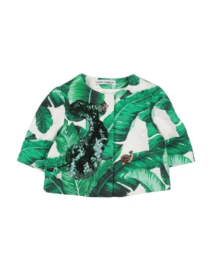 Женский пиджак Dolce & Gabbana superweek_kid жаккардовый с пайетками, зелёный