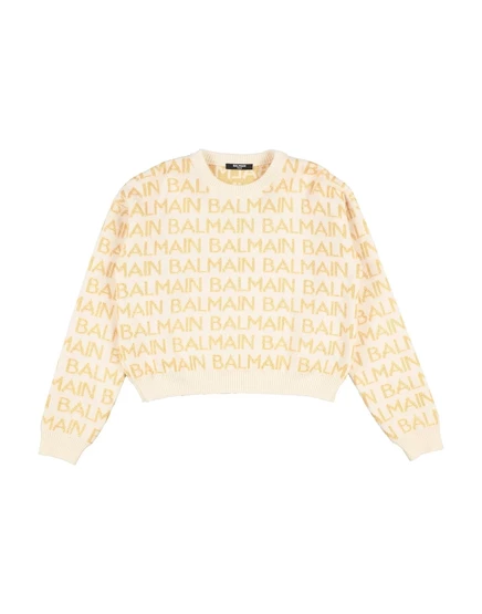 Женский свитер Balmain жаккардовый, кремовый