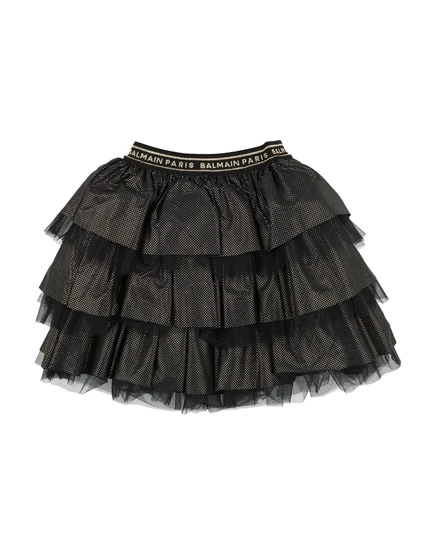 Детская юбка Balmain Junior из тюля, черная