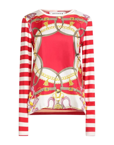 Женская футболка SHIRTAPORTER, полосатая, красная
