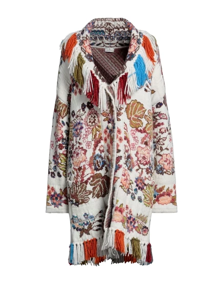 Женский кардиган Etro вязаный с бахромой, светло-кремовый