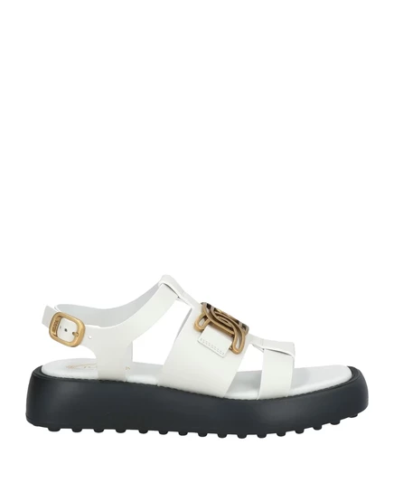 Женские сандалии Tod's кожаные на танкетке, белые