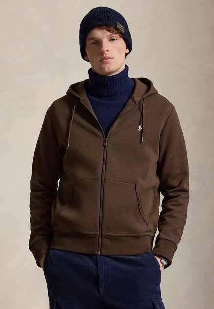 Polo Ralph Lauren DOUBLE-KNIT FULL-ZIP HOODIE - Zip-up sweatshirt - tuscan beige heather nutmeg brown