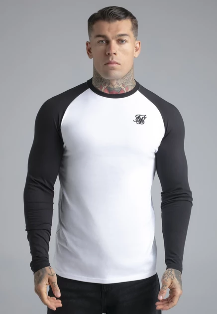 Мужской лонгслив SikSilk Muscle Fit, бело-черный
