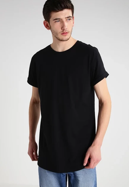 Urban Classics LONG SHAPED TURNUP TEE - Basic T-shirt - charcoal black