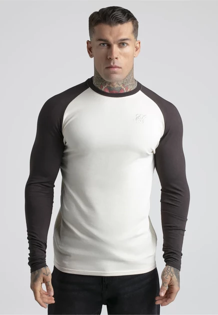 Мужской лонгслив SikSilk Muscle Fit, экрю-коричневый