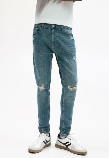 Мужские джинсы Pull&Bear Ripped Skinny Fit, синие