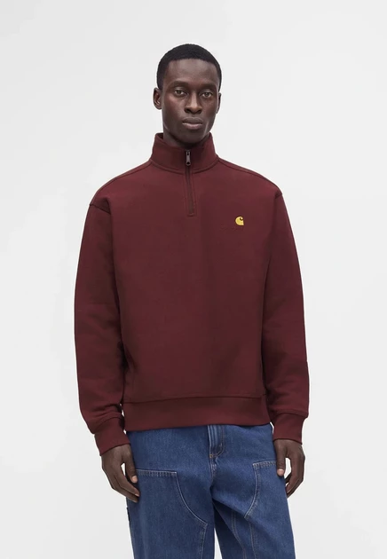 Carhartt WIP HALF ZIP AMERICAN SCRIPT - Sweatshirt - black amarone