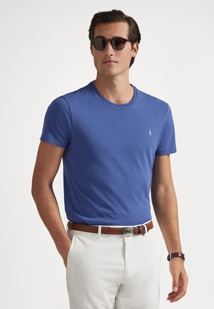Polo Ralph Lauren CUSTOM SLIM FIT JERSEY CREWNECK T-SHIRT - Basic T-shirt - garden trail old royal/c7215