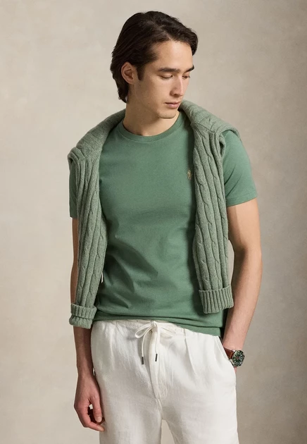 Polo Ralph Lauren CUSTOM SLIM FIT JERSEY CREWNECK T-SHIRT - Basic T-shirt - nevis fatigue