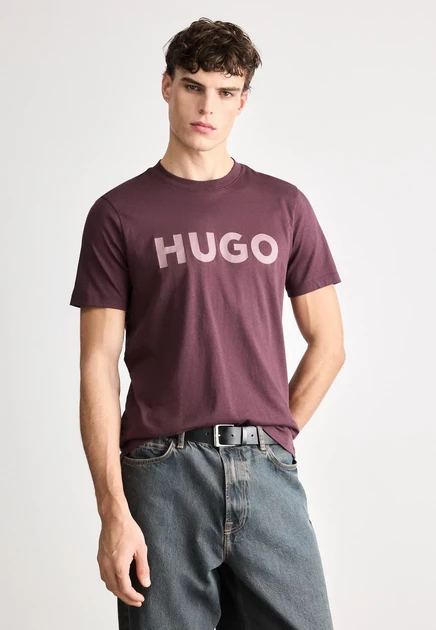 HUGO DULIVIO - Print T-shirt - natural open brown