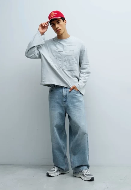 Мужские джинсы Bershka Super Baggy, светло-синие