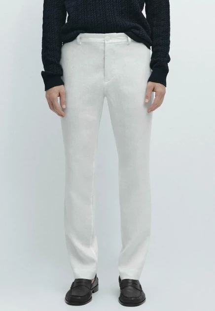 Мужские льняные брюки Massimo Dutti Tapered Fit, белые
