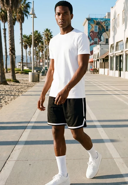 Мужские шорты Urban Classics Stripes, черные и белые