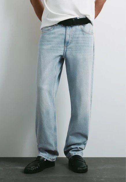 PULL&BEAR STRAIGHT-FIT DENIM TROUSERS - DENIM TROUSERS - Straight leg jeans - light-blue denim light-blue denim