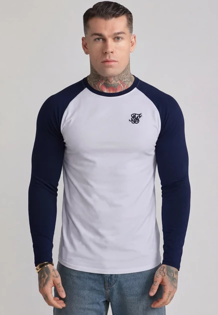 Мужской лонгслив SikSilk Muscle Fit, бело-синий