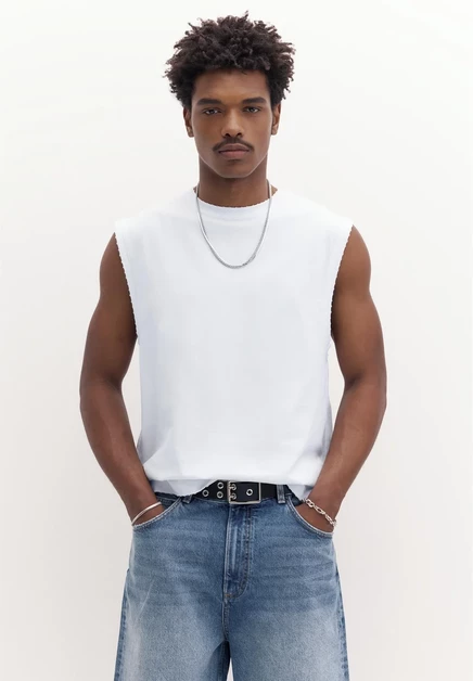 Мужская майка Pull&Bear Vest Top, белая