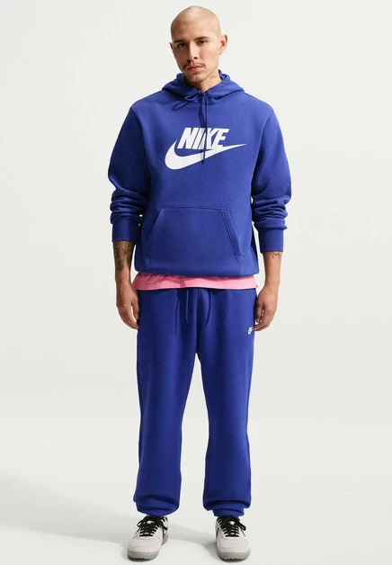 Nike Sportswear M NK CLUB BB CUFF PANT - Tracksuit bottoms - dk grey heather lt smoke grey white deep royal blue deep royal blue white
