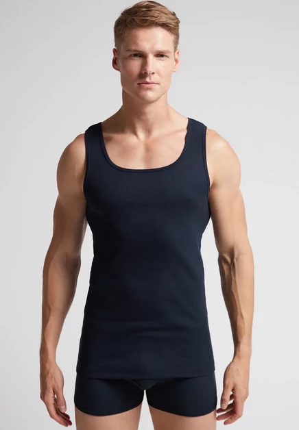 Мужская майка IUMAN Intimissimi Ribbed, темно-синяя