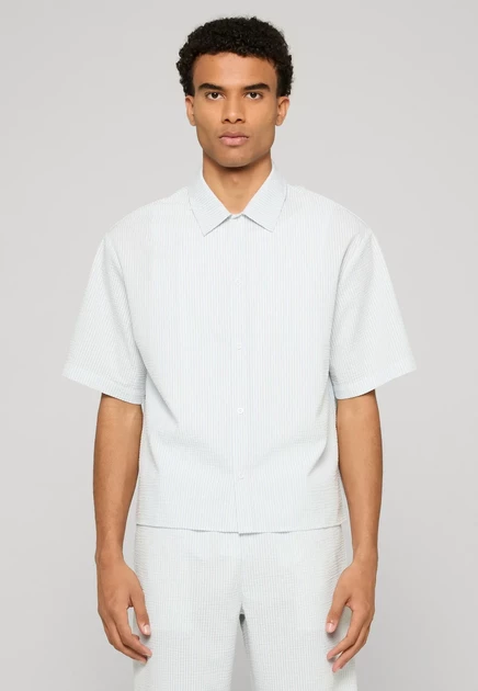 Urban Classics Shirt - brownmocca white freezeblue white