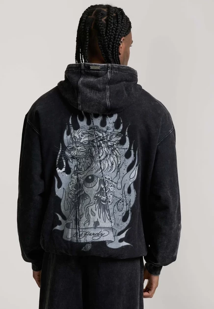 Мужское худи Ed Hardy Flaming Tiger, черное
