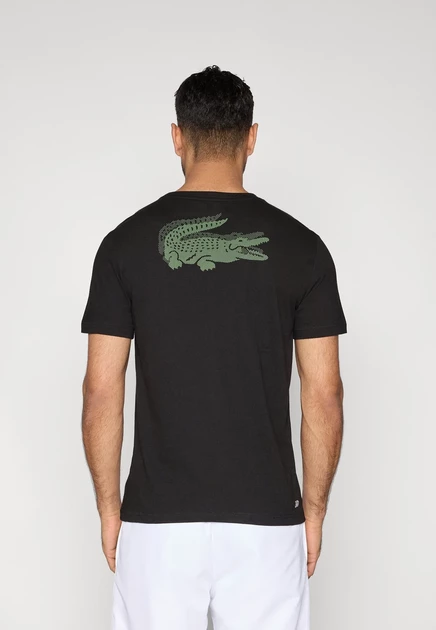 Мужская спортивная футболка Lacoste Sport Double Croc, черно-зеленая