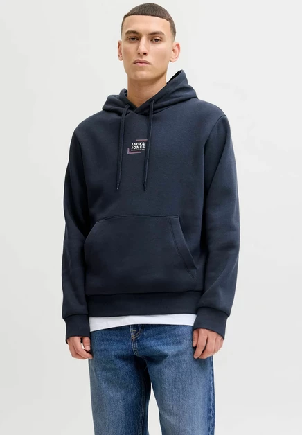 Мужское худи Jack & Jones Logo, темно-синее