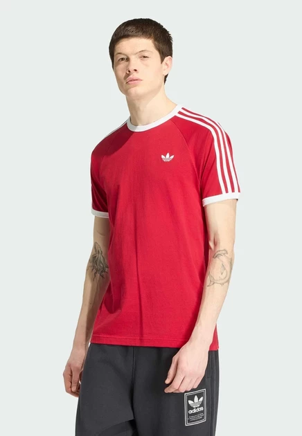 adidas Originals 3S TEE - Print T-shirt - cloud white team victory red   white