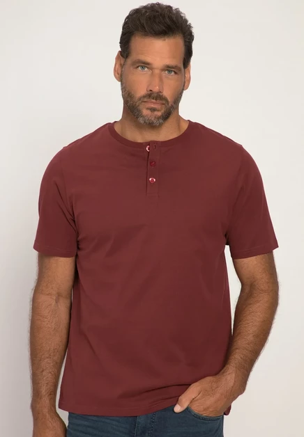 Мужская футболка JP1880 Henley, бирюзово-коричневая