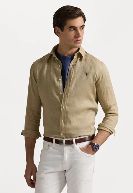 Мужская рубашка Polo Ralph Lauren Custom Fit, бежевая