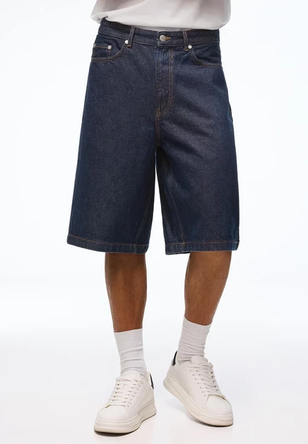 Мужские джинсовые шорты Bershka Baggy, синие